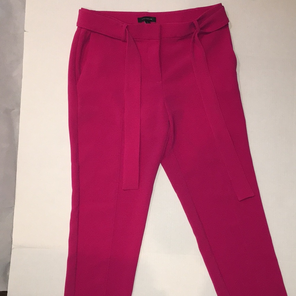 Ann Taylor Fuchsia Tie-Waist Ankle Pants - Size 10